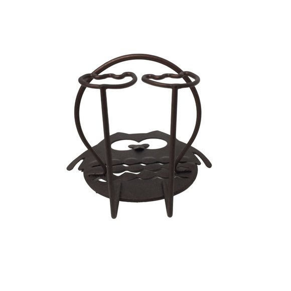 Super cute Small 4-5" Metal Owl Planter - Ring Pot Holder - Owl w/ Big Eyes - Picture 4 of 5